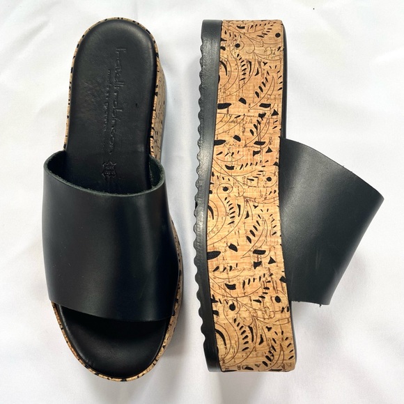 *NEW* Unique Greek Black Leather Platform Sandals - Picture 4 of 6